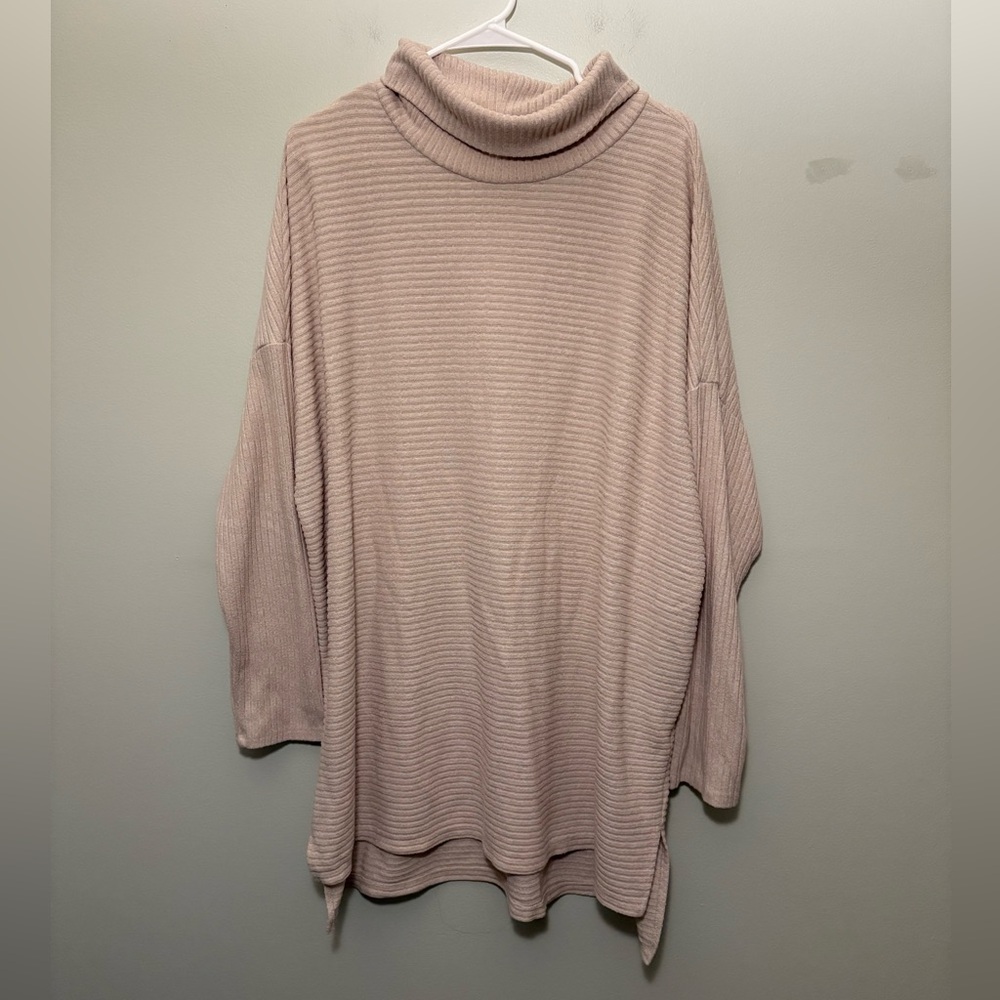Time and Tru Women's Cowl Neck Sweater, Beige/Tan, Size XXXL